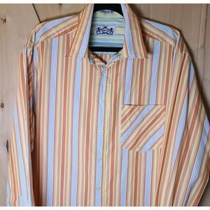 Robert Graham XL Multicolor Striped Button-Up Shirt, Long Sleeve, Flip Cuffs‎